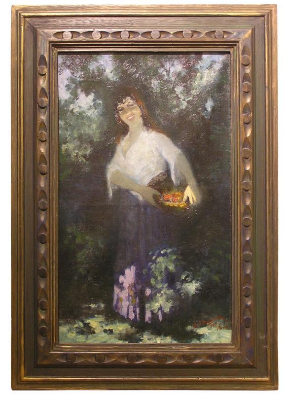 Female Portrait Oil Painting by Hungarian Georges S. Monka (1916-2001)