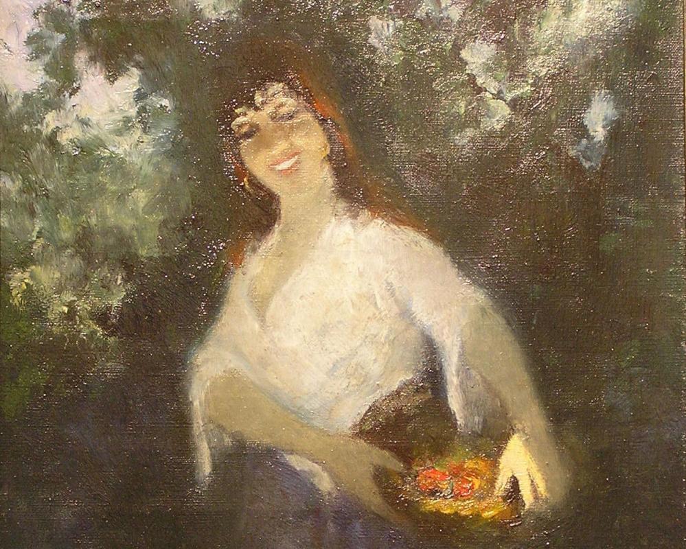 Female Portrait Oil Painting by Hungarian Georges S. Monka (1916-2001)