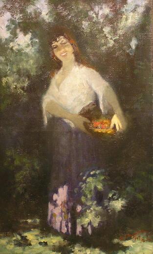 Female Portrait Oil Painting by Hungarian Georges S. Monka (1916-2001)