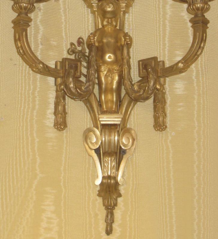 Pair Louis XVI Style Gilt Bronze Sconces