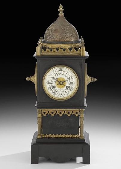 Tiffany & Company Slate Mantle Clock in Renaissance Style by Japy Freres & Co.