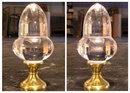 (9) Antique French Glass & Brass Orb Finials