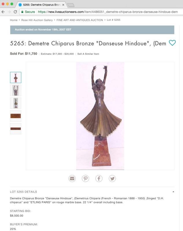 Chiparus Danseuse Indoue ( Hindu Dancer ) Art Deco Bronze Figurine Sculpture