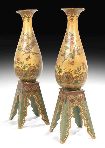 Pair of Palatial Aesthetic Terracotta Vases and Stands