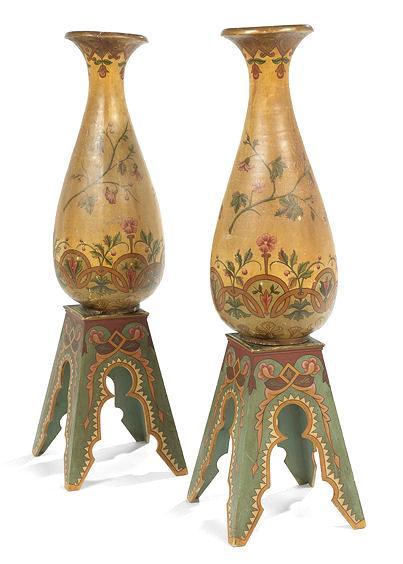 Pair of Palatial Aesthetic Terracotta Vases and Stands