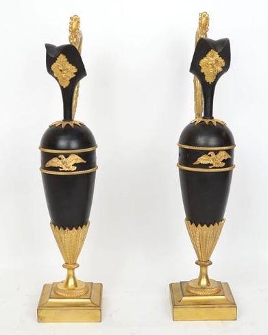 Antique French Restauration Period Gilt Bronze Ewers