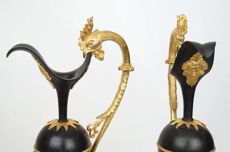 Antique French Restauration Period Gilt Bronze Ewers