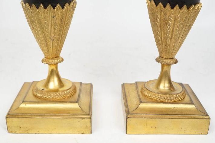 Antique French Restauration Period Gilt Bronze Ewers