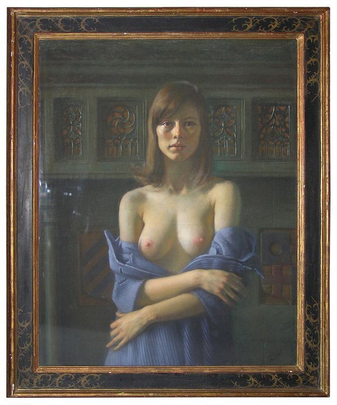Sophia Semi-Nude Pastel Portrait by Daniel Greene c1970
