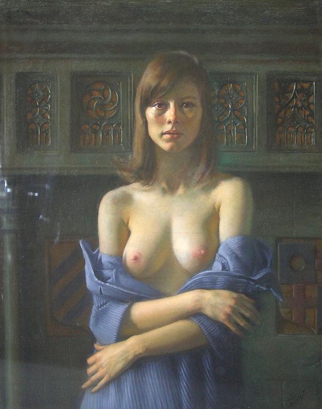 Sophia Semi-Nude Pastel Portrait by Daniel Greene c1970