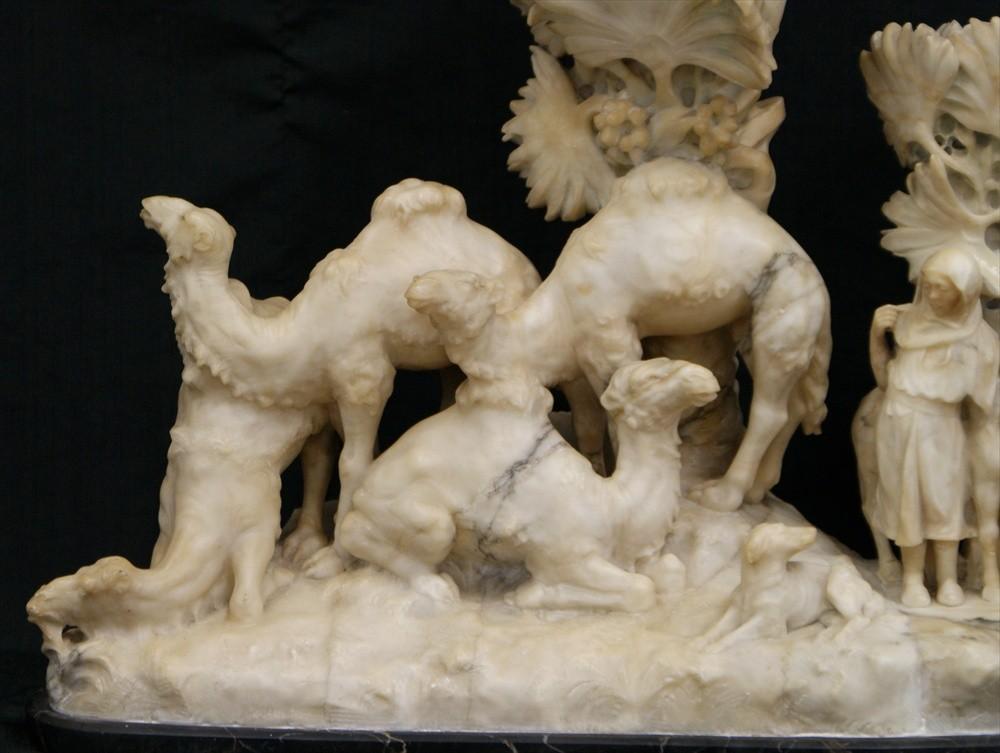 Aristide Petrilli Orientalist Figurative Alabaster Lamp Sculpture