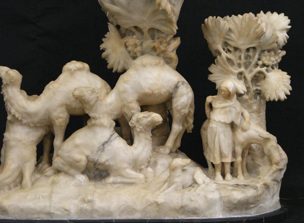 Aristide Petrilli Orientalist Figurative Alabaster Lamp Sculpture
