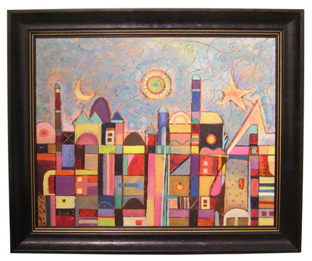 JUDIT BAK Abstract Cityscape Oil Painting