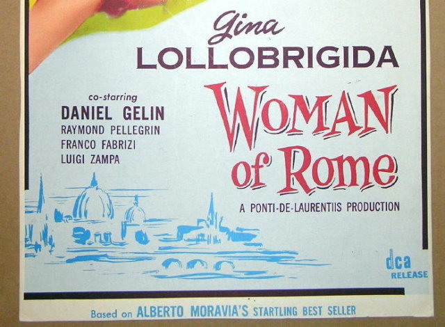 1956 WOMAN OF ROME Starring Italian Gina Lollobrigida 1 Sheet Movie Film Poster Board