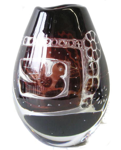 Ohrstrom Orrefors Girl and Dove Ariel Vase