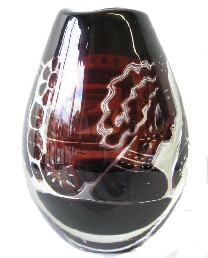 Ohrstrom Orrefors Girl and Dove Ariel Vase