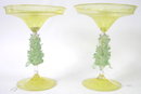 PAIR Golden Venetian Glass Compotes
