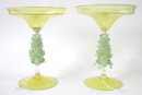 PAIR Golden Venetian Glass Compotes