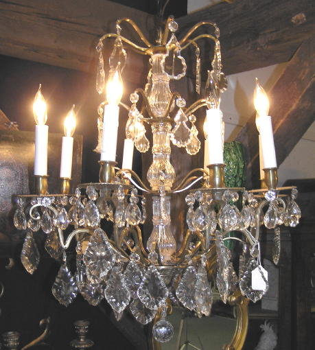 French 8-Light Crystal Electrified Chandelier