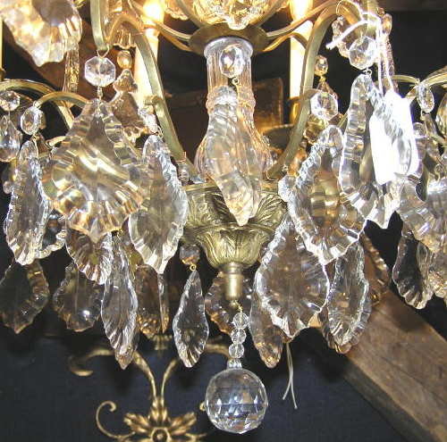 French 8-Light Crystal Electrified Chandelier