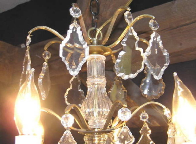 French 8-Light Crystal Electrified Chandelier