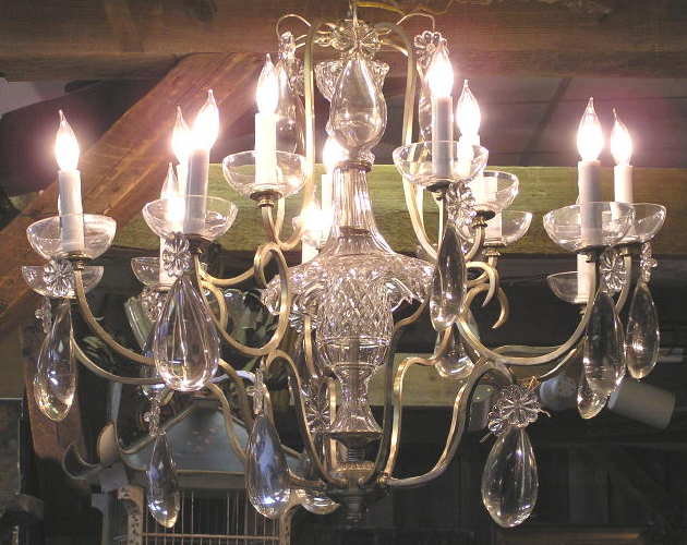 French 8-Light Crystal Electrified Chandelier