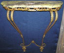 Neoclassical Onyx & Brass Wall Console Table
