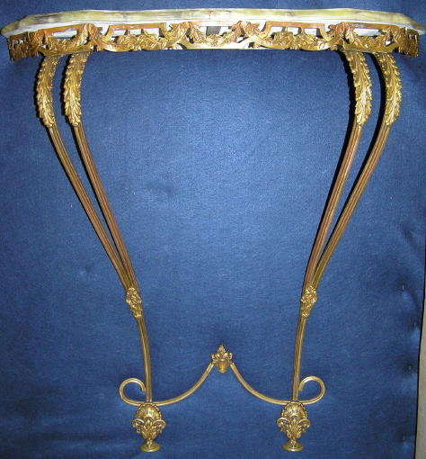 Neoclassical Onyx & Brass Wall Console Table
