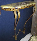 Neoclassical Onyx & Brass Wall Console Table