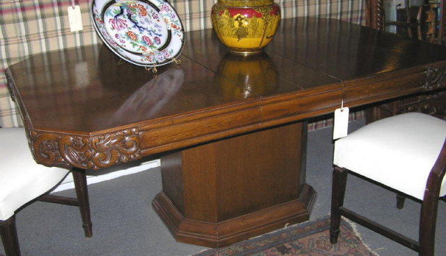 French Art Deco Walnut Dining Table