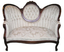 Victorian White Upholstered Settee Sofa