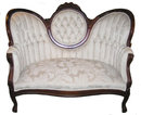 Victorian White Upholstered Settee Sofa