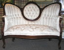 Victorian White Upholstered Settee Sofa