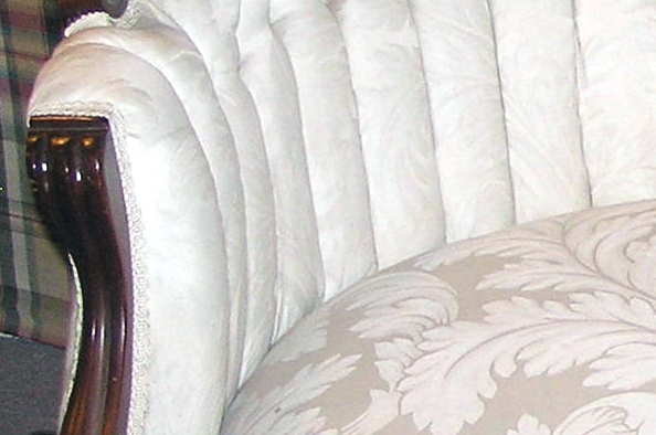 Victorian White Upholstered Settee Sofa