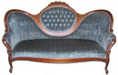Victorian Blue Velvet Upholstered Sofa