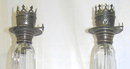 Pair English JHM Silver & Glass Oil Lamps