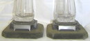 Pair English JHM Silver & Glass Oil Lamps