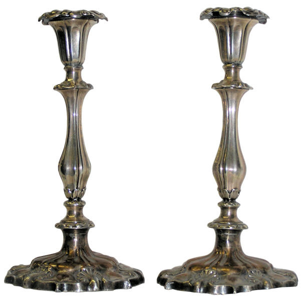 Pair 1843 English Sheffield Plate Candlesticks