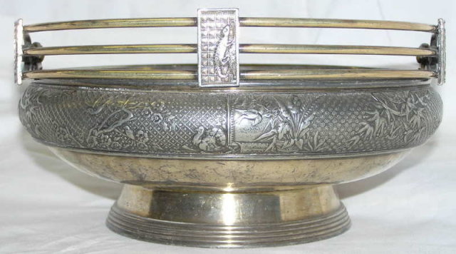 1886 Meriden Silverplated Handled Basket