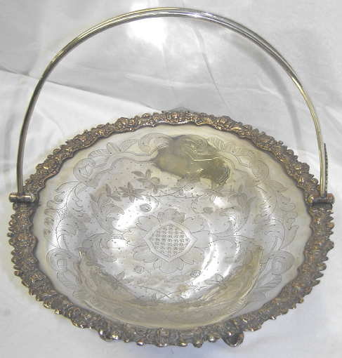Euro Sheffield Silver Chased Handled Basket