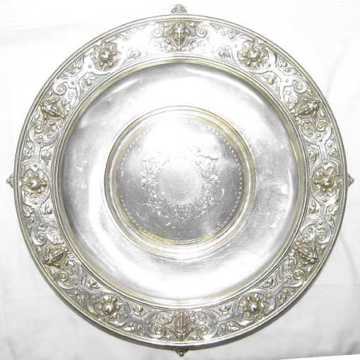 German Classical Repousse Silver Platter