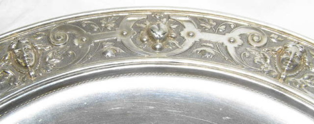 German Classical Repousse Silver Platter