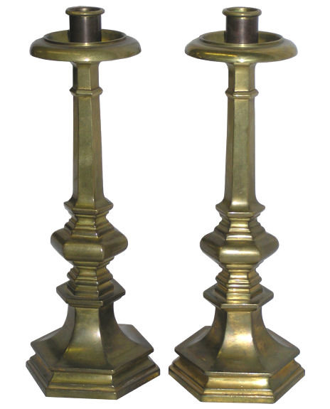 Pair Antique Brass Candlesticks by Gorham