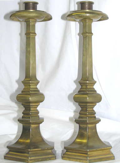 Pair Antique Brass Candlesticks by Gorham