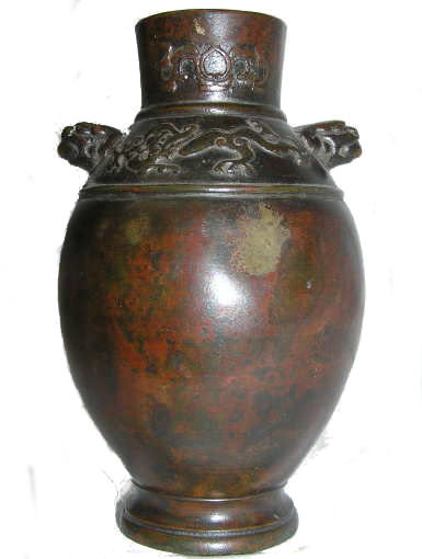 Antique Japanese Patinated Bronze Vase