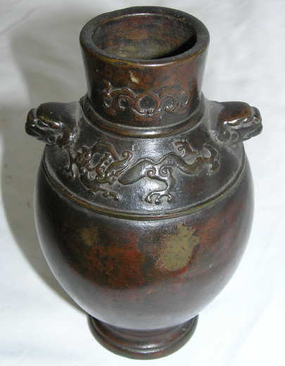 Antique Japanese Patinated Bronze Vase