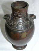 Antique Japanese Patinated Bronze Vase
