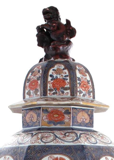 Monumental Antique Imari Porcelain Lidded Vase