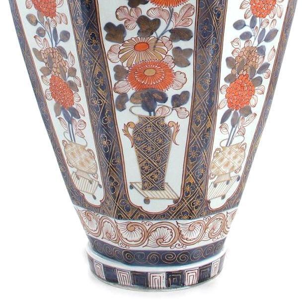 Monumental Antique Imari Porcelain Lidded Vase