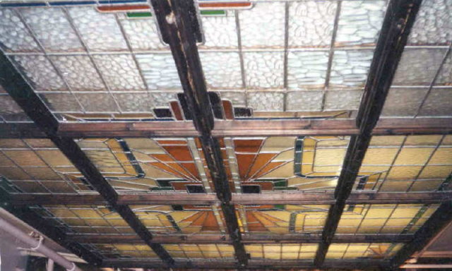 French Art Deco Stained Glass Ceiling